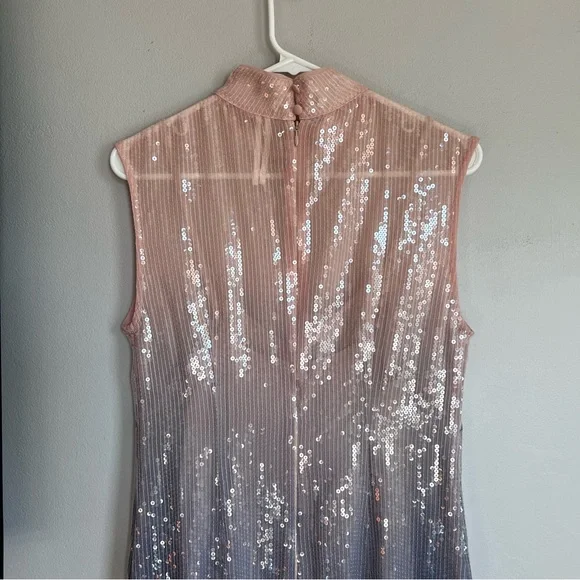 Anthropologie Sequin Ombre Mock Neck Sleeveless Midi Dress Ombre - Picture 10 of 12